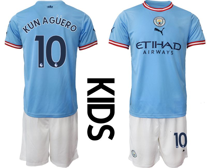 Youth 2022-2023 Club Manchester City home blue #10 Soccer Jerseys